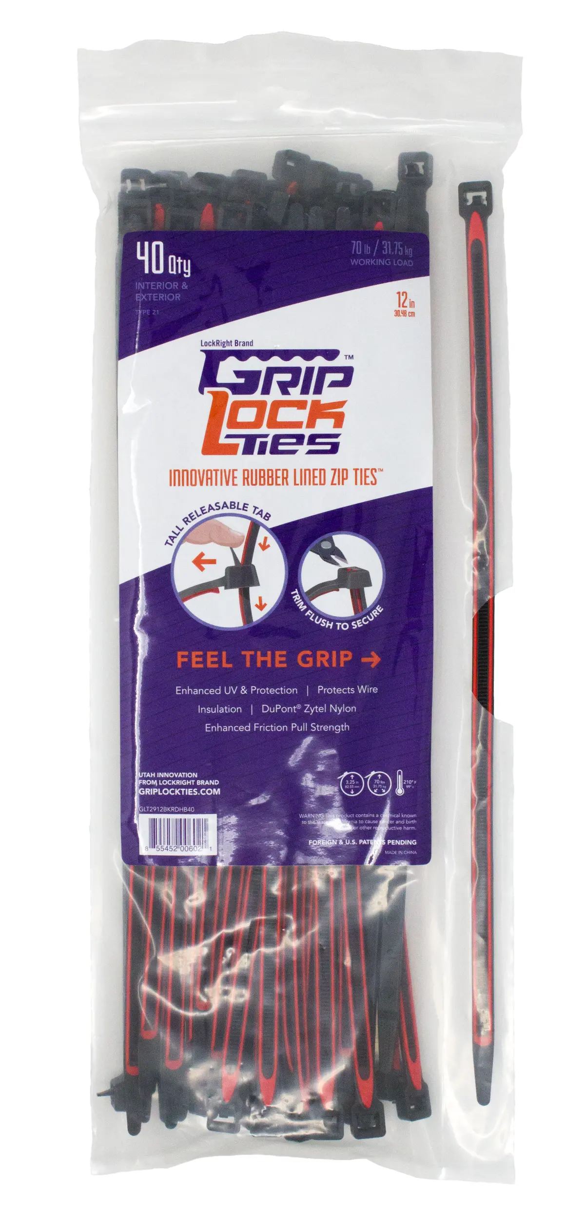 Griplockties™ 12 Inch, 70 Pound, Uv, 40 Count 1