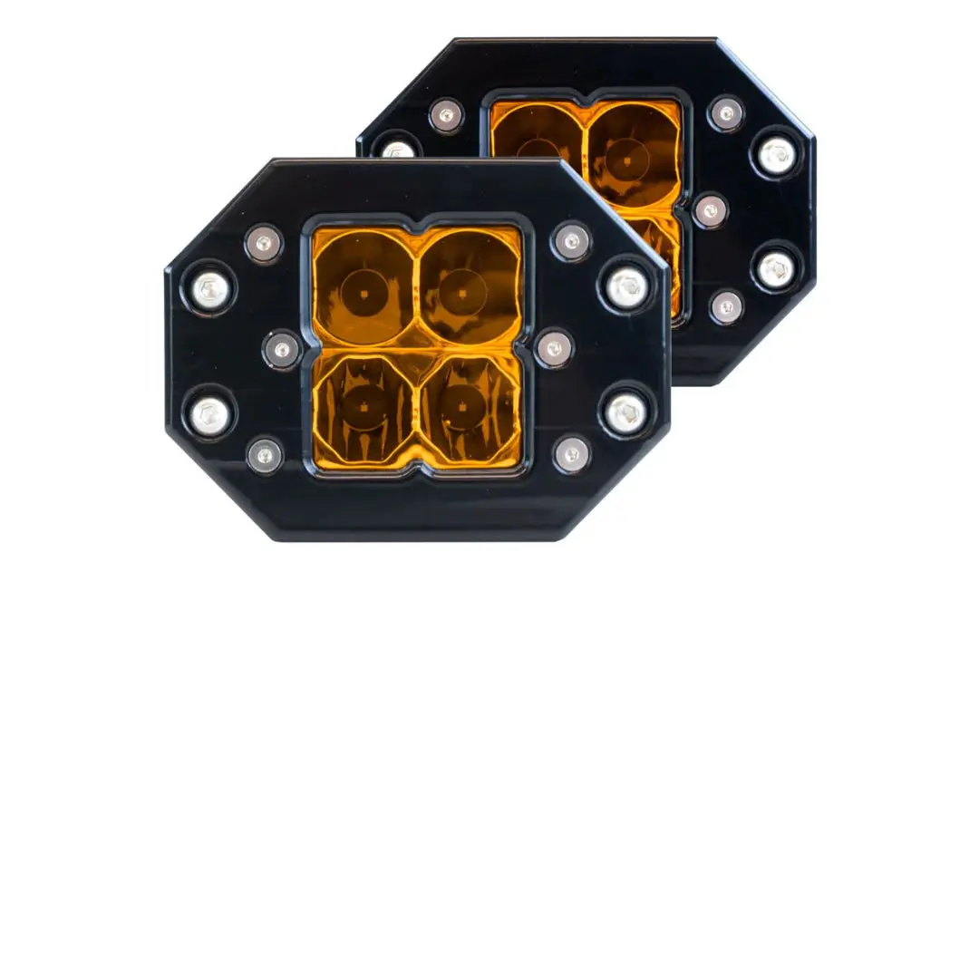Heretic Quattro Flush Mount Amber Led Pod Light- Pair Pack 1