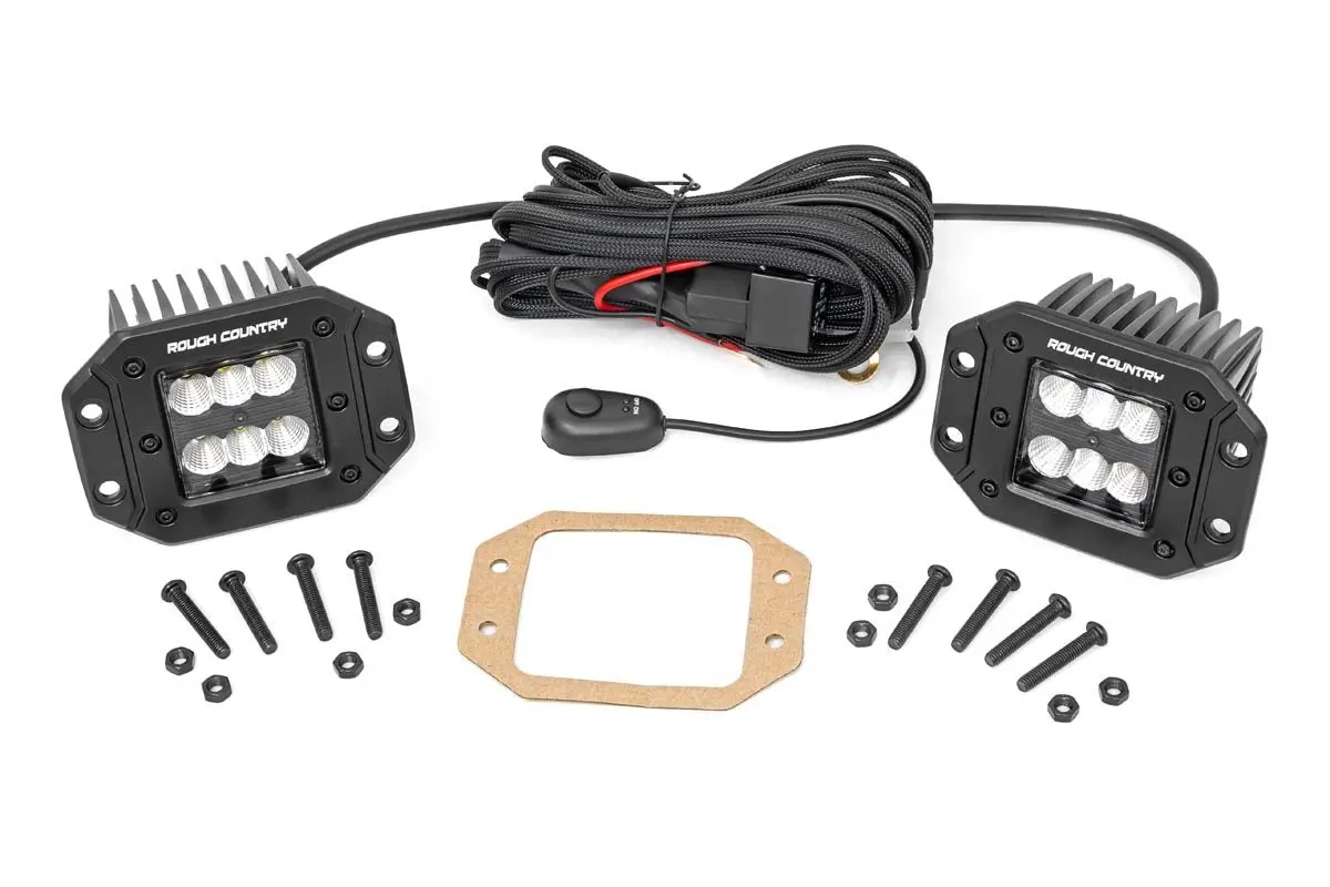 Rough Country 2-Inch Square Flush Mount Cree Led Lights - (Pair | Black Series) 1