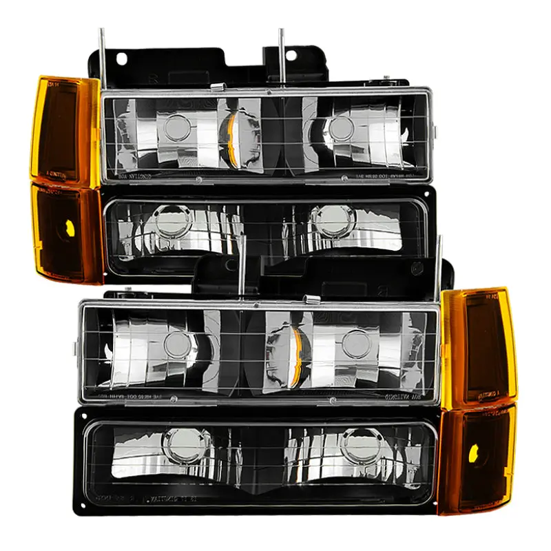 Xtune Gmc Yukon 94-99 Headlights W/ Corner & Parking Lights 8Pcs Sets -Black Hd-Jh-Gck94-Am-Bk-Set 1