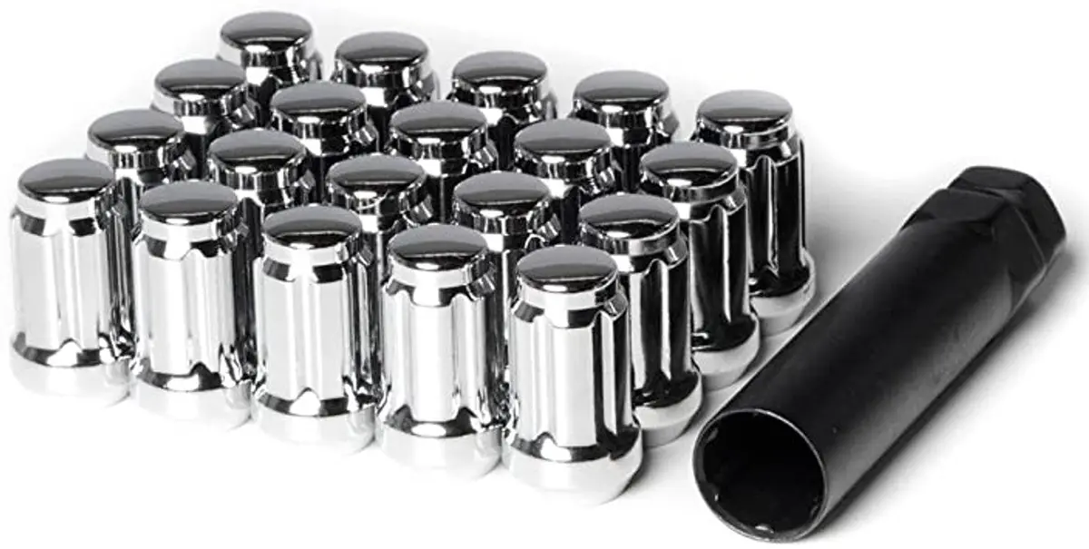 Gorilla Lug Nuts (Splined) - 5 Lug Wheel Installation Kit W/ Valve Stems (Black Or Chrome) 3