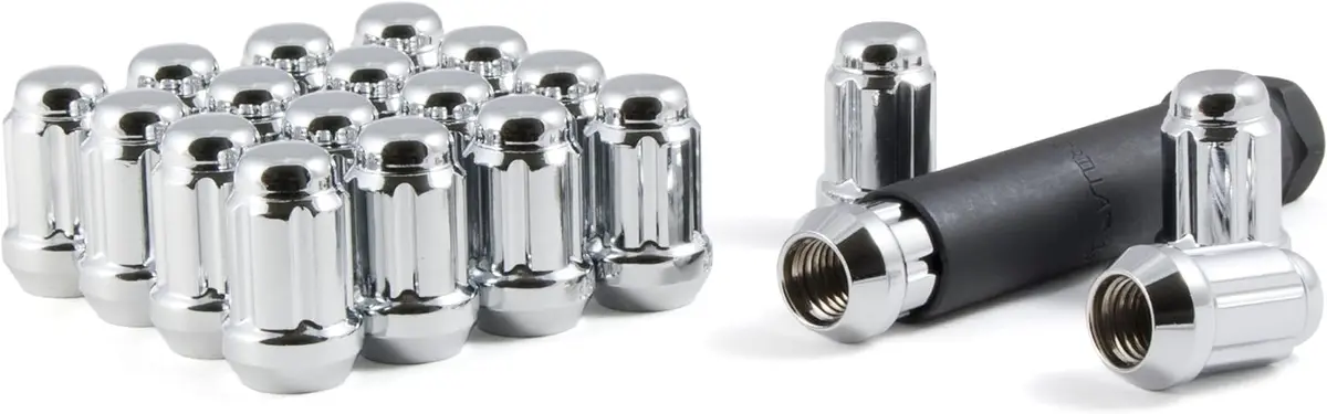 Gorilla Lug Nuts (Splined) - 5 Lug Wheel Installation Kit W/ Valve Stems (Black Or Chrome) 4