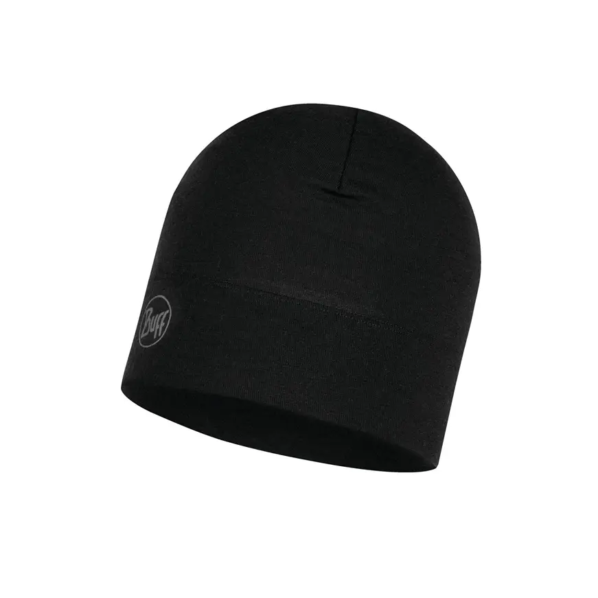 Buff Merino Midweight Beanie Solid Black 1