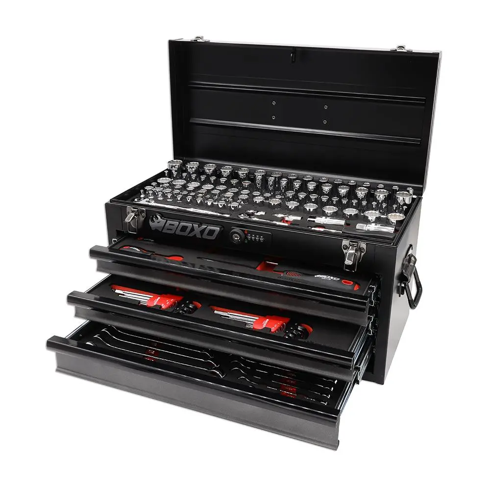 185-Piece Metric And Sae Tool Set With Black 3-Drawer Hand Carry Box 1