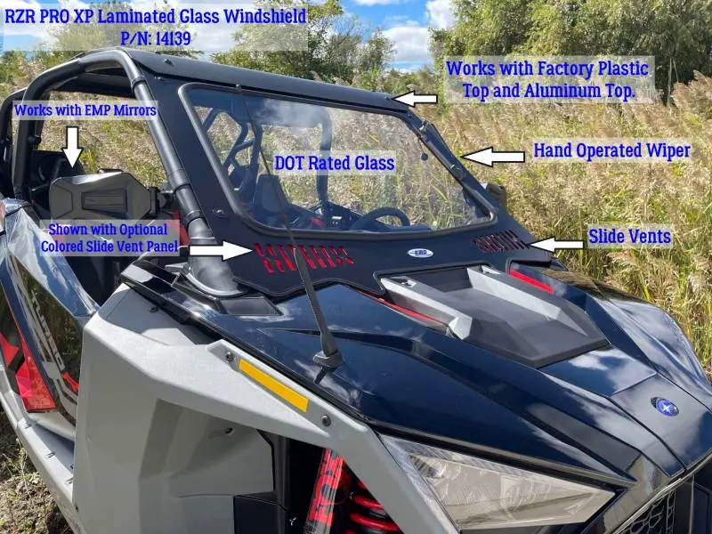 Emp Rzr Pro Xp And Turbo R Laminated Glass Windshield 1