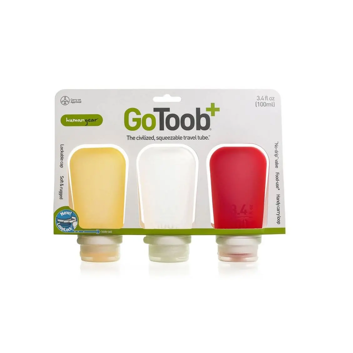 Humangear Go Toob+ 3.4Oz / 100Ml 3-Pack 2
