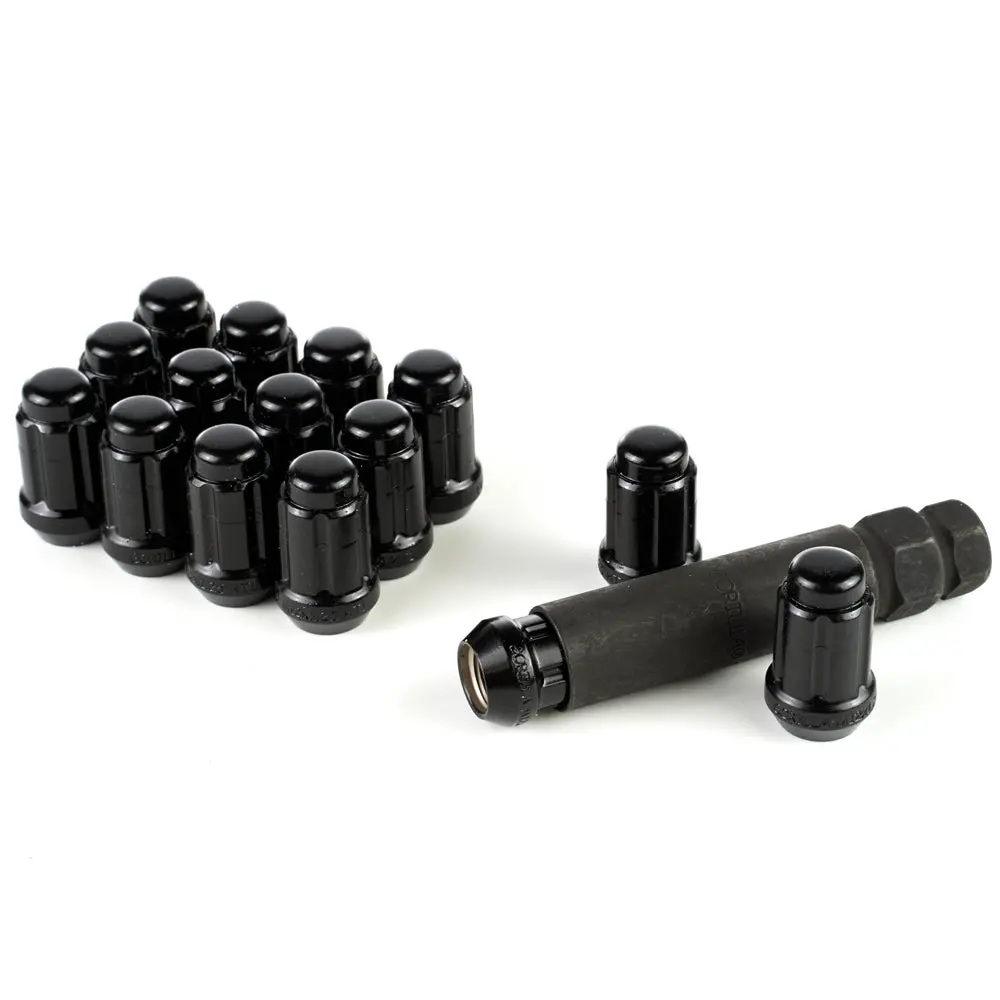 Gorilla Lug Nuts (Splined) - 4 Lug Wheel Installation Kit W/ Valve Stems (Black Or Chrome) 1