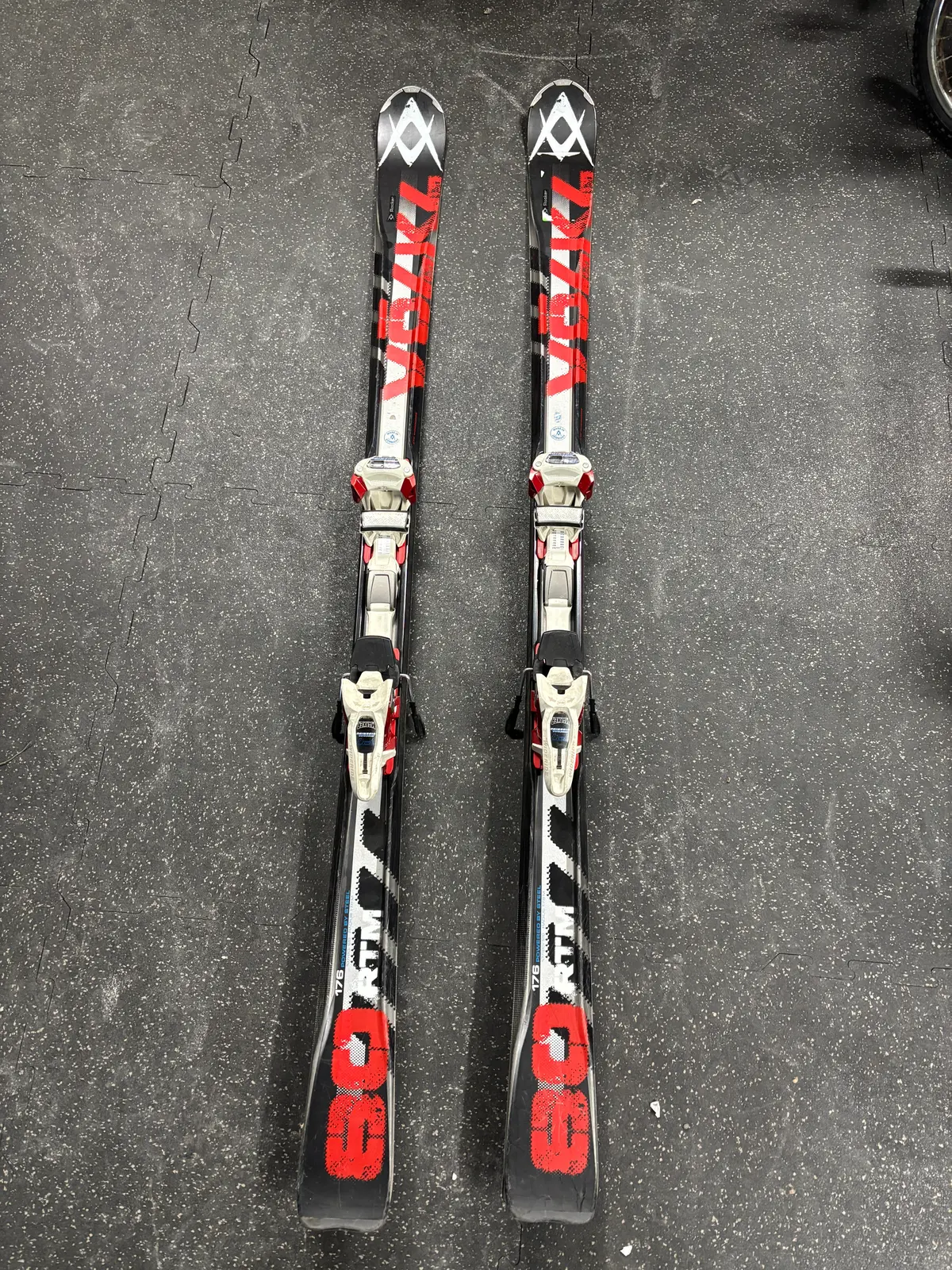 Volkl Rtm 80 All Mountain Rocker Skis, 176Cm, Older Marker Wideride Bindings (2), See Notes 1