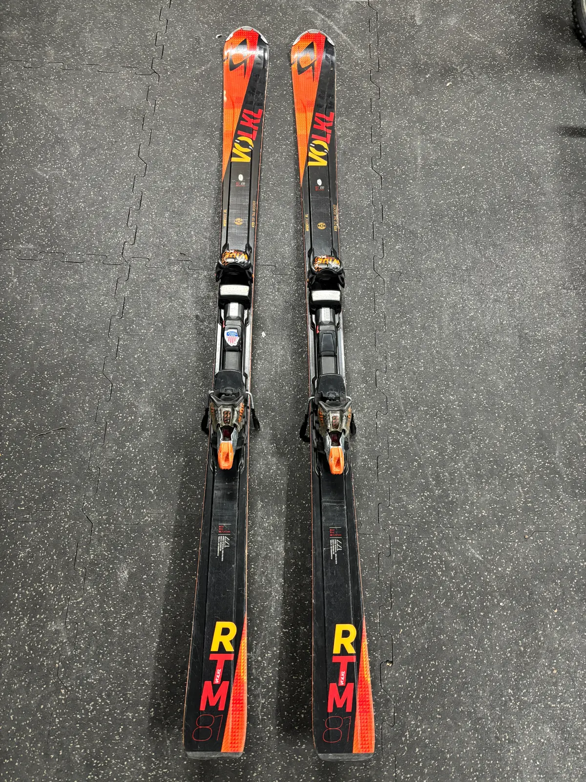 Volkl Rtm 81 All Mountain Rocker Skis, 177Cm, Older Marker Bindings, See Notes 1