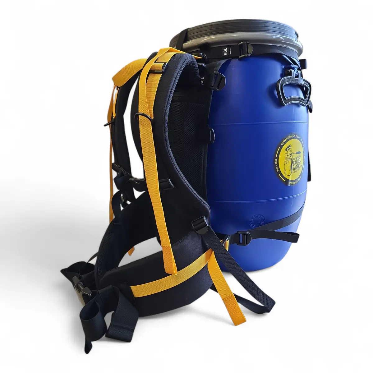 Recreational Barrel Works 60L Blue Barrel And Expedition Harness Package 1