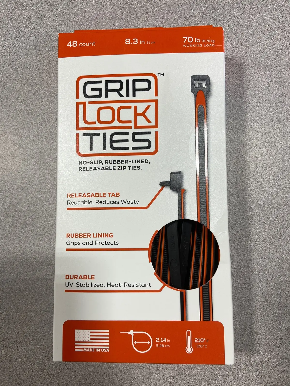 Griplockties™ 8 Inch, 70 Pound, Uv, 48 Count 1