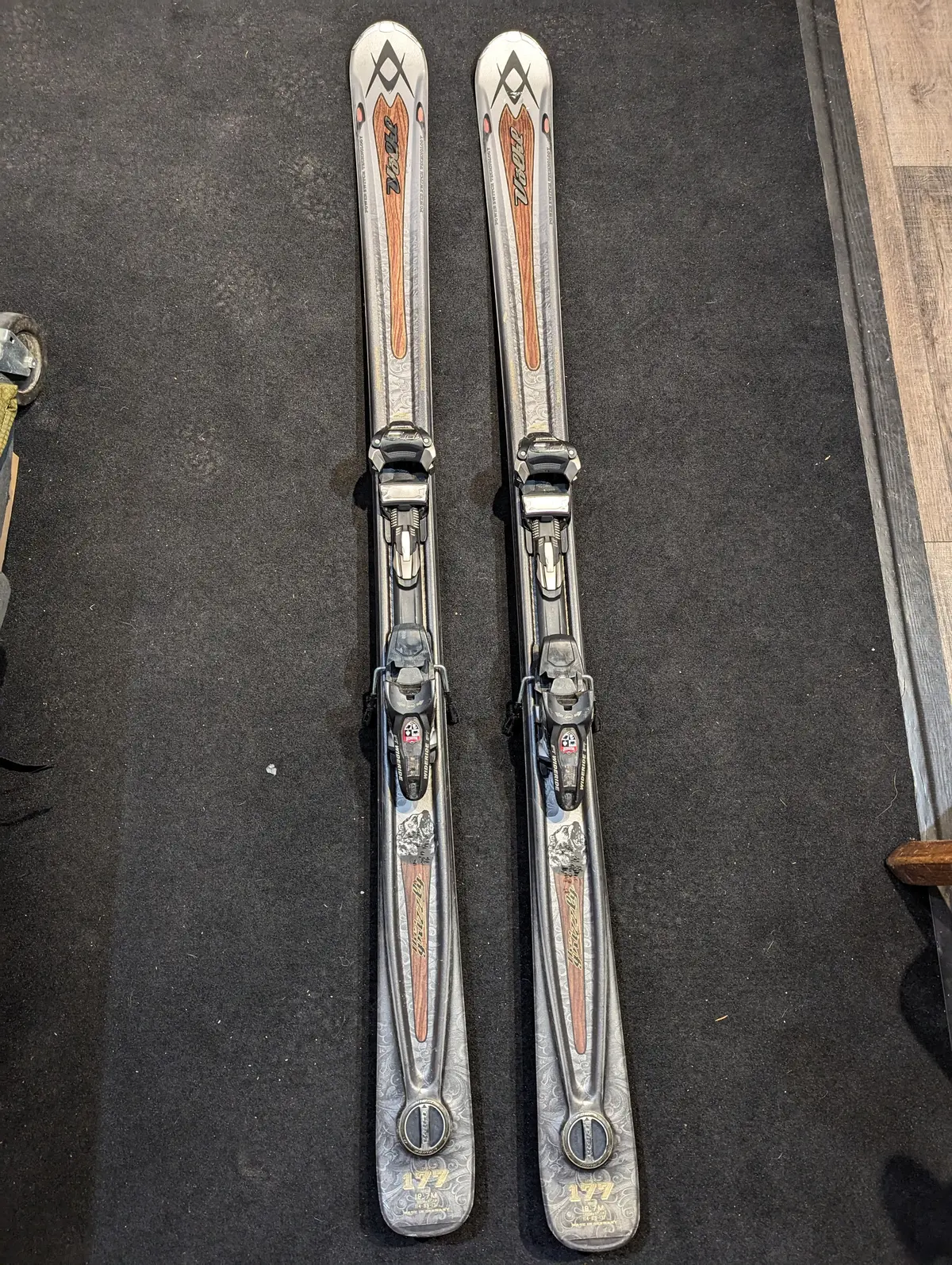 177Cm Volkl Grizzly Skis, Older Marker Wideride Ipt Bindings, See Notes 1