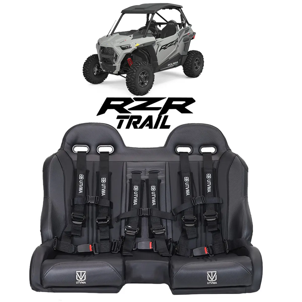 Rzr 900/1000 Trail Front Bench Seat With Harnesses (2015-2025) 1