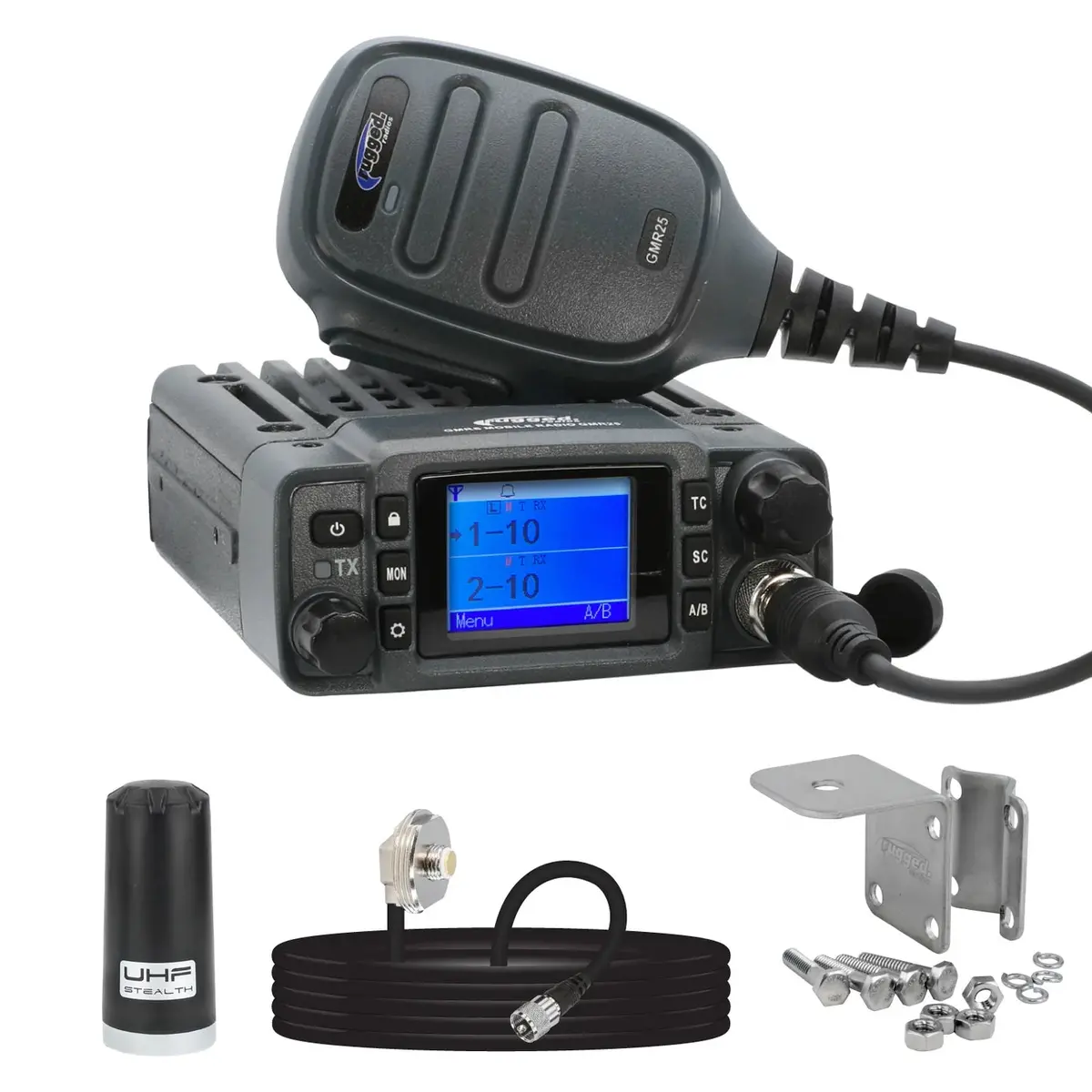 Rugged Radios Radio Kit Lite - Gmr25 Waterproof Gmrs Mobile Radio With Stealth Antenna 1