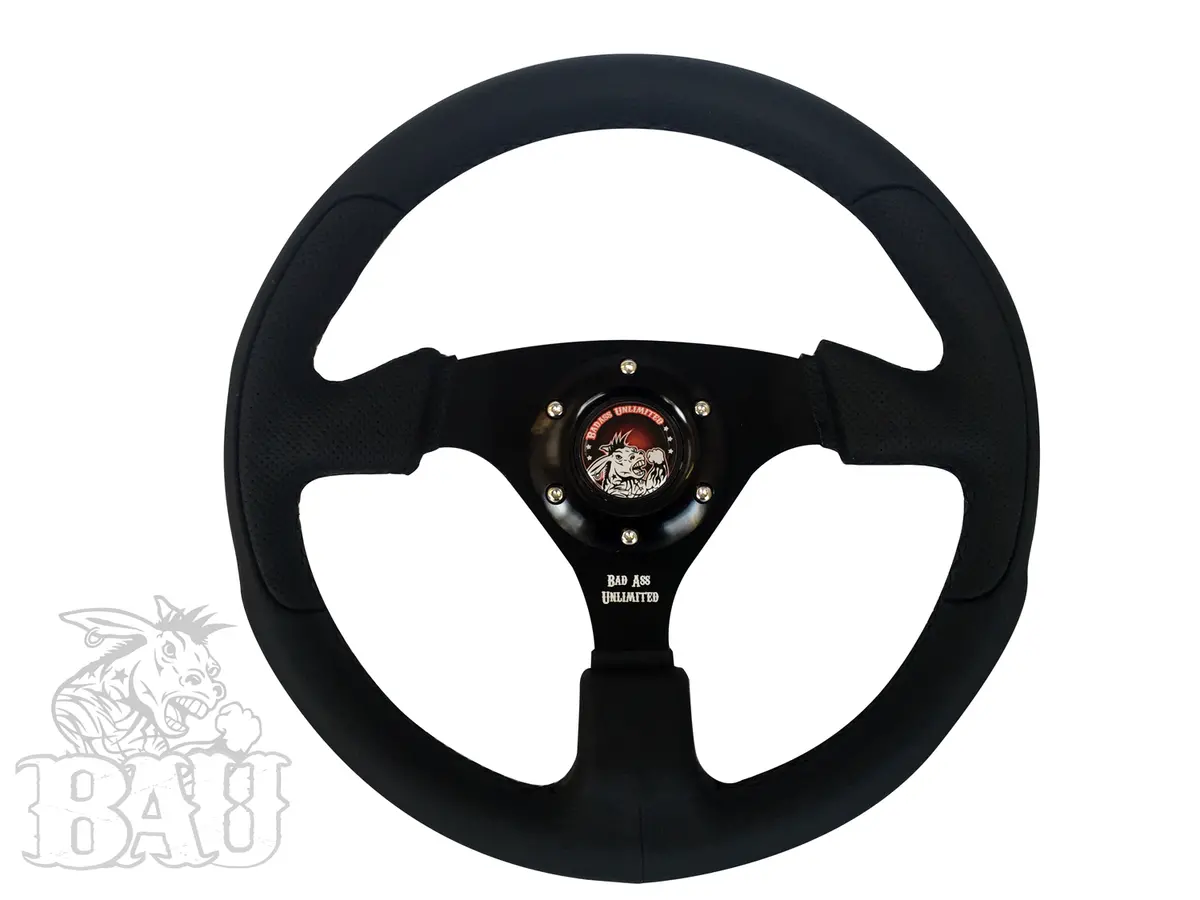 Bad Ass Unlimited -Black Leather Steering Wheel 2