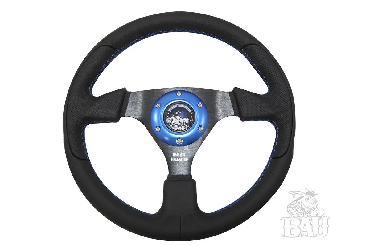 Bad Ass Unlimited -Black Leather Steering Wheel 3