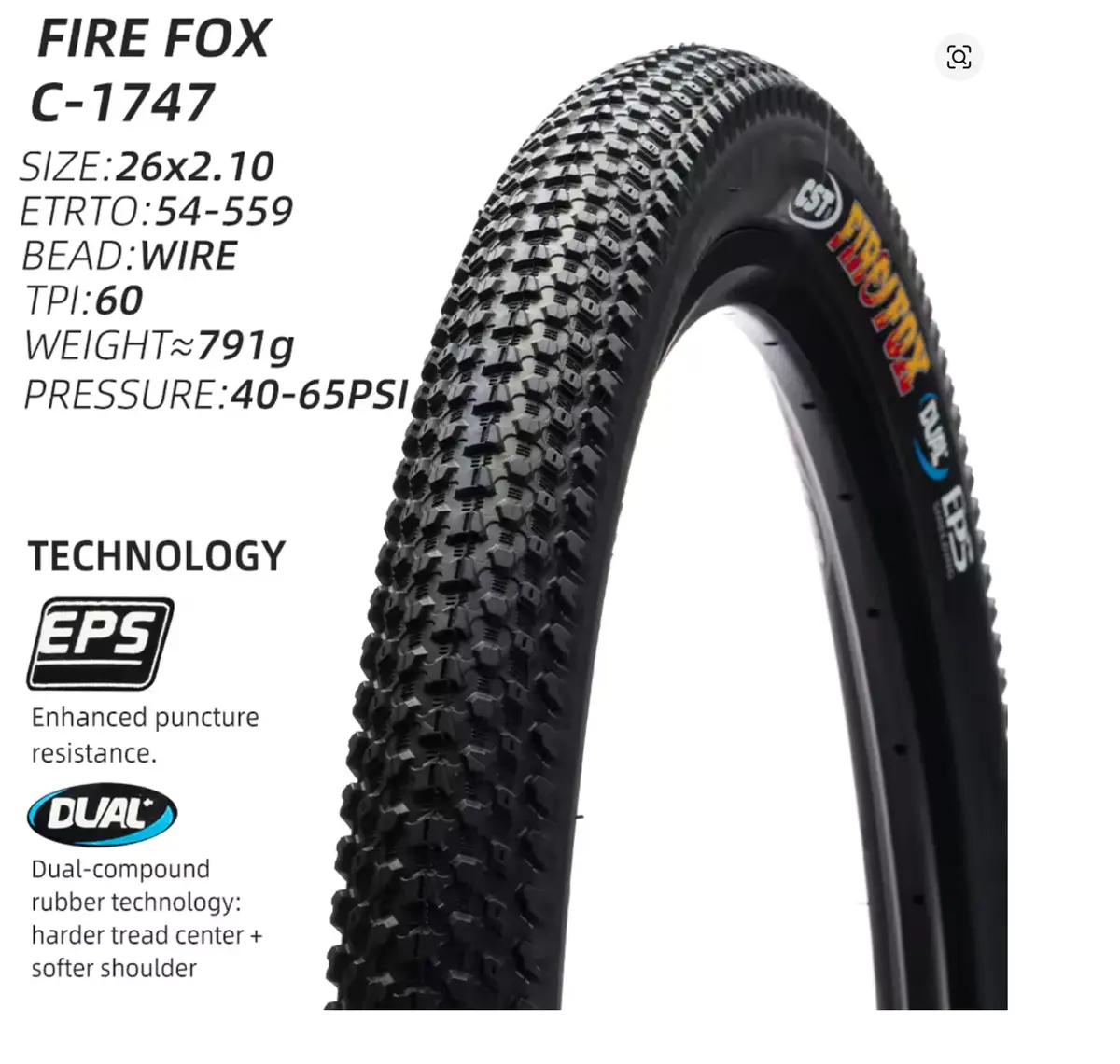 Cst 26 X 2.1 Mtb Tyre | Eps Puncture Resistant | Dual Compound Technology 2