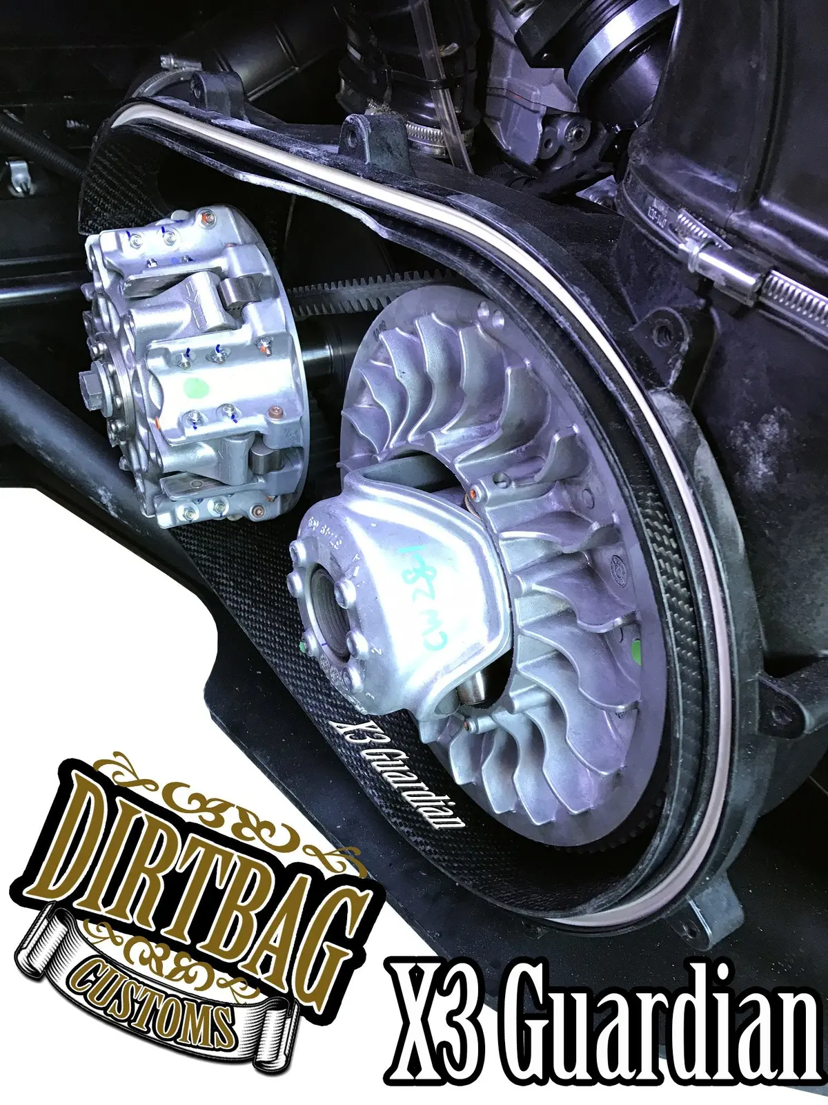 "X3 Guardian" Can-Am Maverick X3 Drive Belt Case Protector One Piece Carbon Fiber By Dirtbag Customs 1