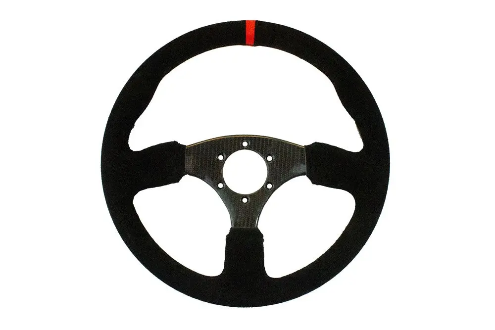 Shallow Carbon Fiber Round Suede Utv Steering Wheel By Dragonfire 1