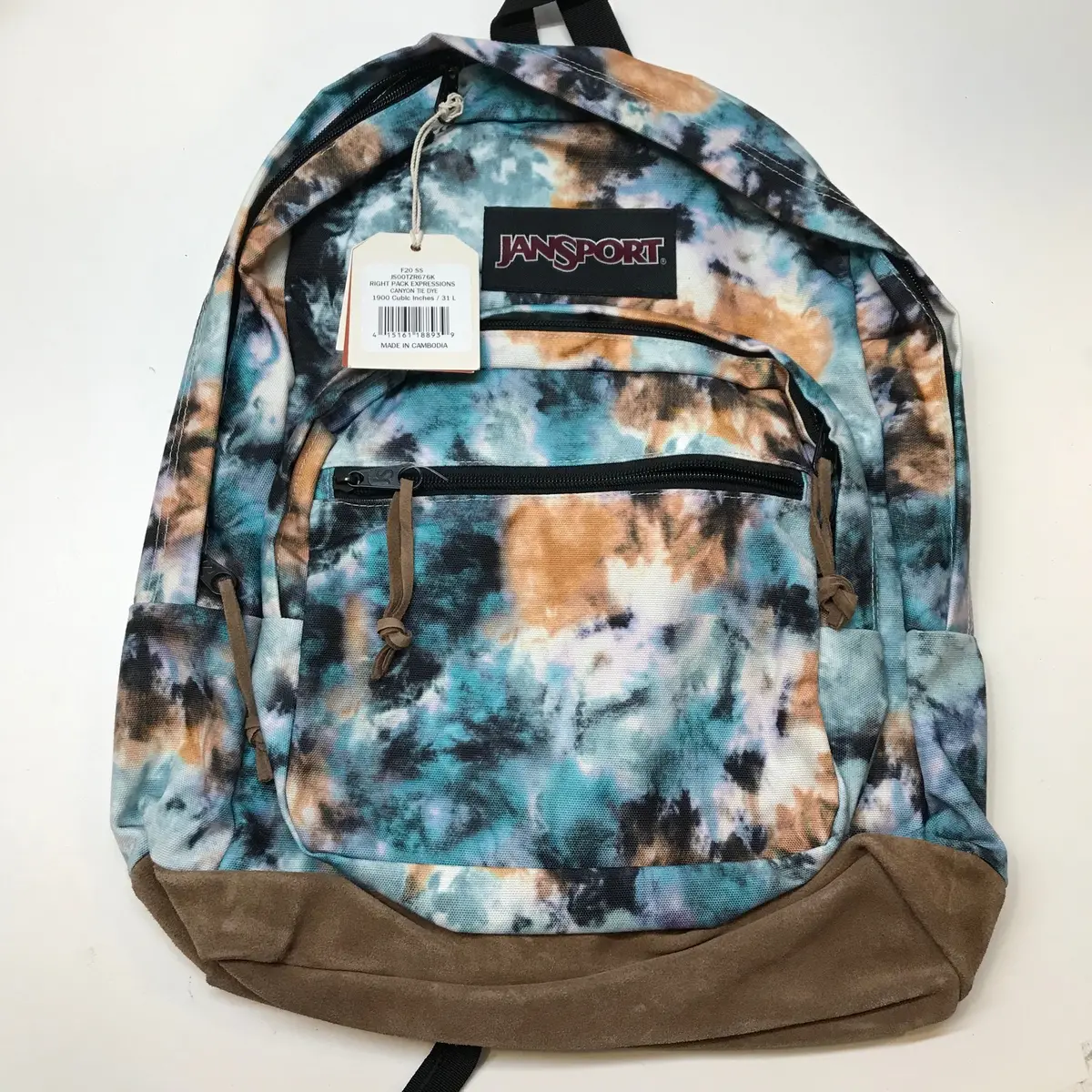 Jansport Right Pack Expressions Backpack Book Bag/Day Pack Leather Bottom 1