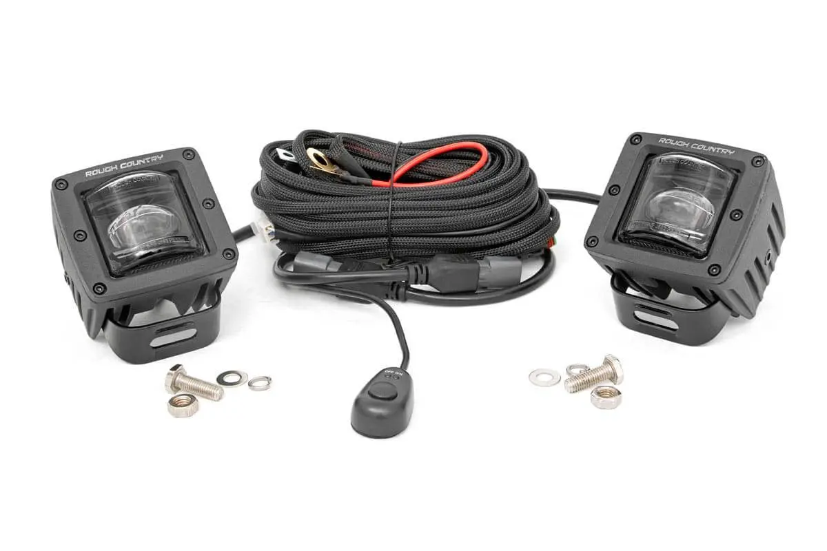 Rough Country 2-Inch Square Led Sae Fog Lights - (Pair) 1