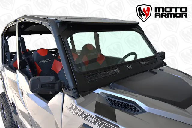 Moto Armor Vented Full Glass Windshield For Polaris General Black 2