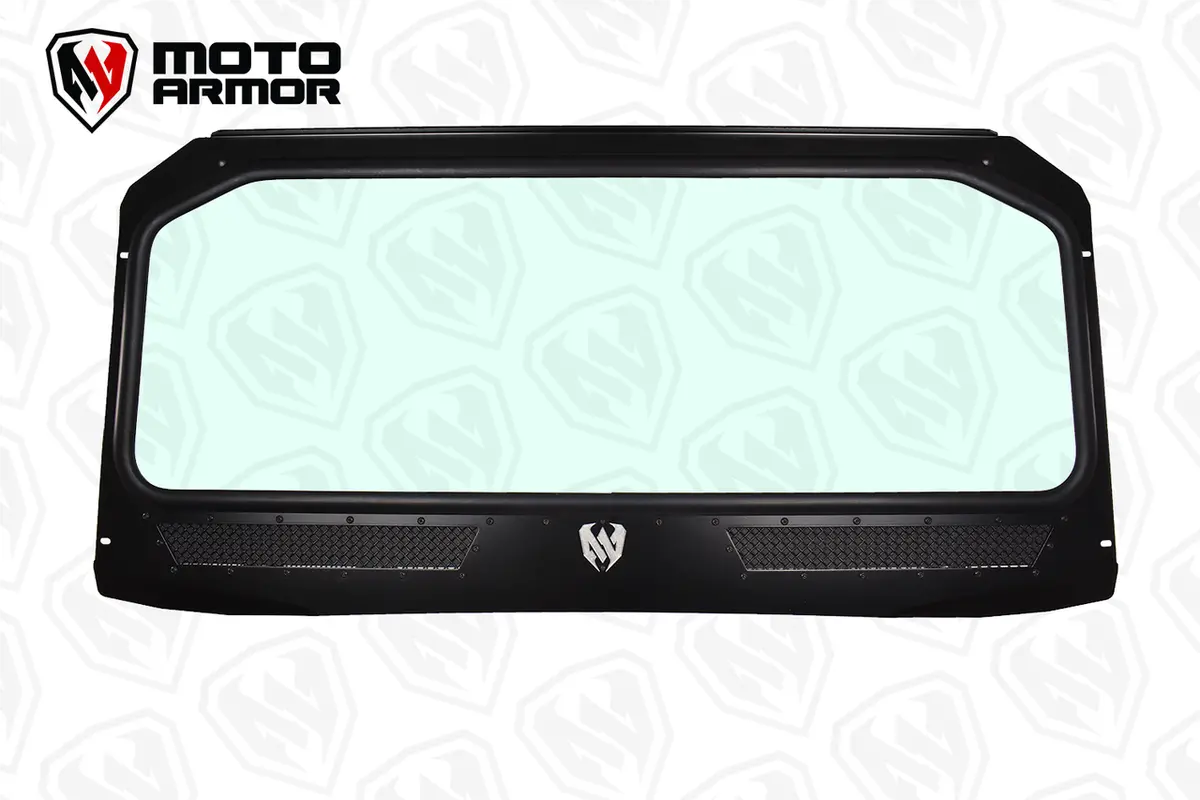 Moto Armor Vented Full Glass Windshield For Polaris General Black 1