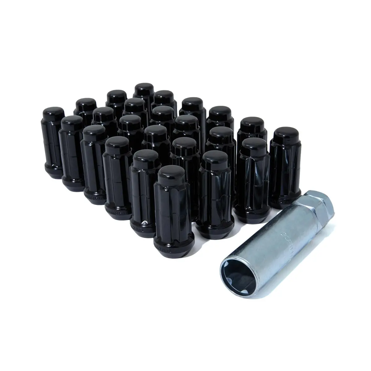 Gorilla Lug Nuts (Splined) - 6 Lug Wheel Installation Kit W/ Valve Stems (Black Or Chrome) 1