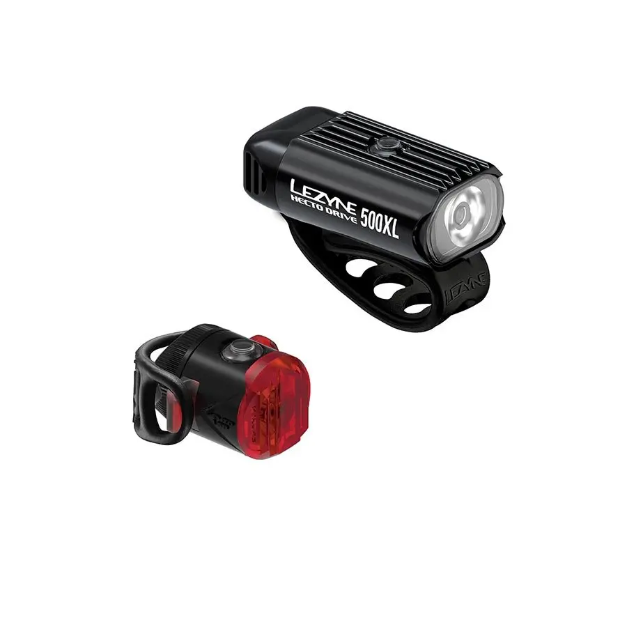 Lezyne, Hecto Drive 500Xl / Femto Usb C, Light, Front And Rear, Black, Set 1