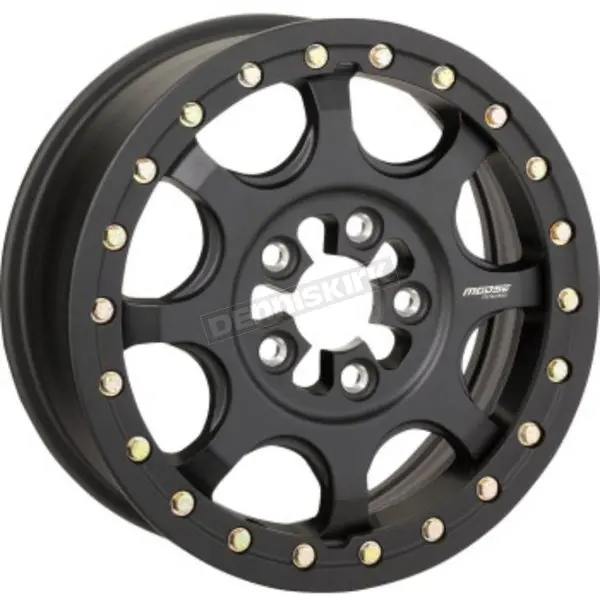 Moose Satin Black Front/Rear 15X7 351X 5-Lug Beadlock Wheel 1