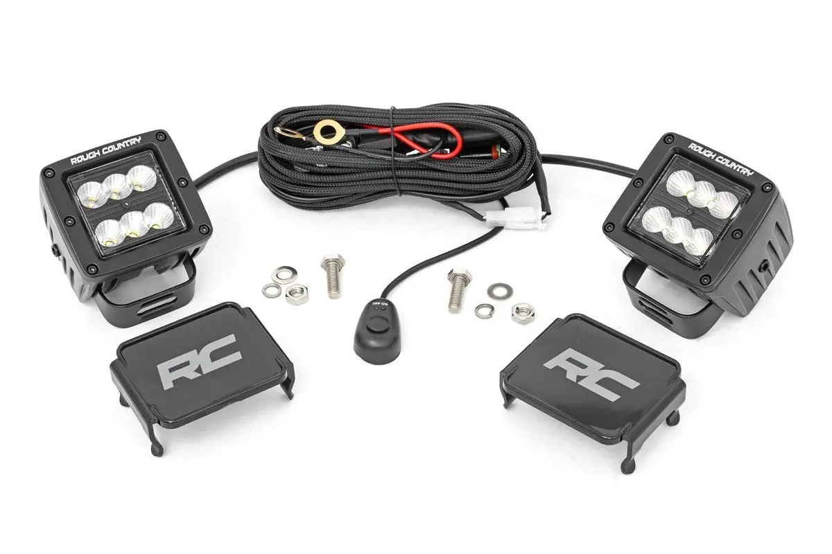 Rough Country 2-Inch Square Cree Led Lights - (Pair | Black Series) 1