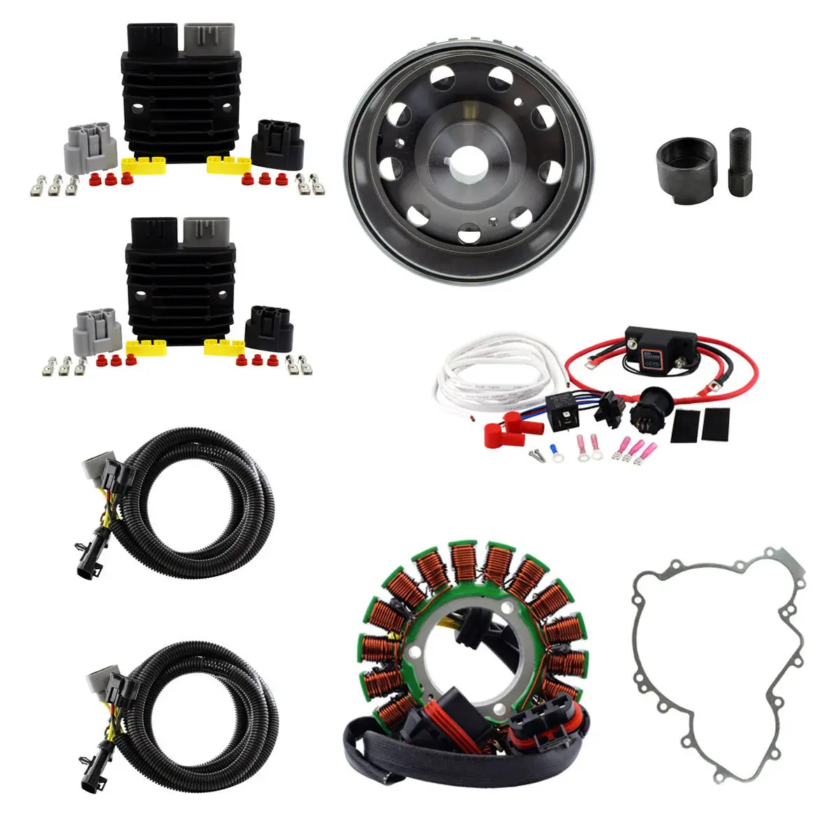 900W Splyt Stator + Regulator + Dual Battery Isolator + Flywheel + Puller + Gasket For Polaris Rzr / Sportsman 2013-2025 By Rm Stator 1