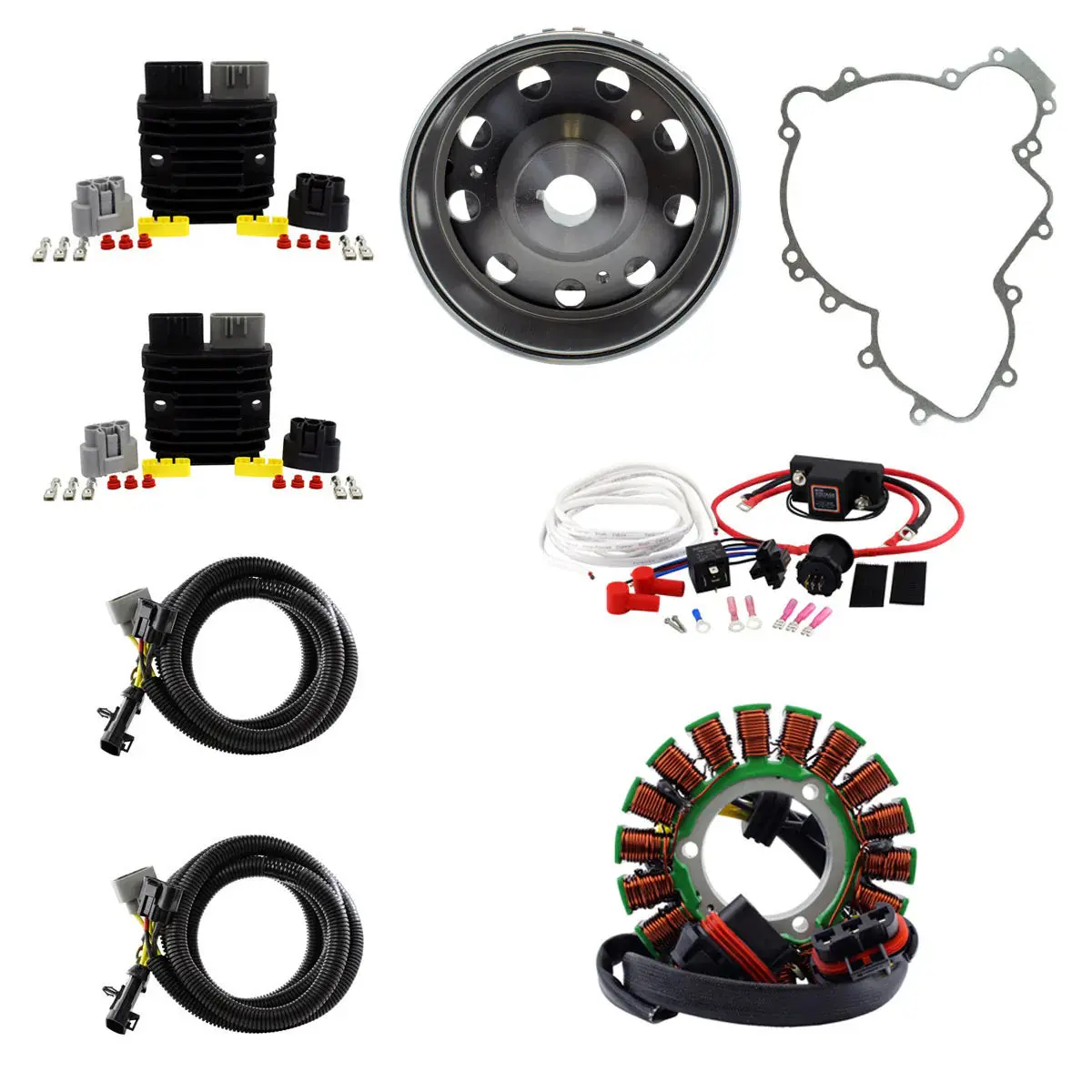 900W Splyt Stator + Regulator + Dual Battery Isolator + Flywheel + Gasket For Polaris Ranger / Rzr 900 1000 2013-2025 By Rm Stator 1