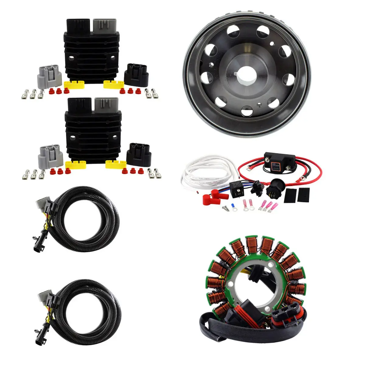 900W Splyt Supercharged Stator + Regulator + Dual Battery Isolator + Flywheel For Polaris Ranger Sportsman 2012-2025 By Rm Stator 1