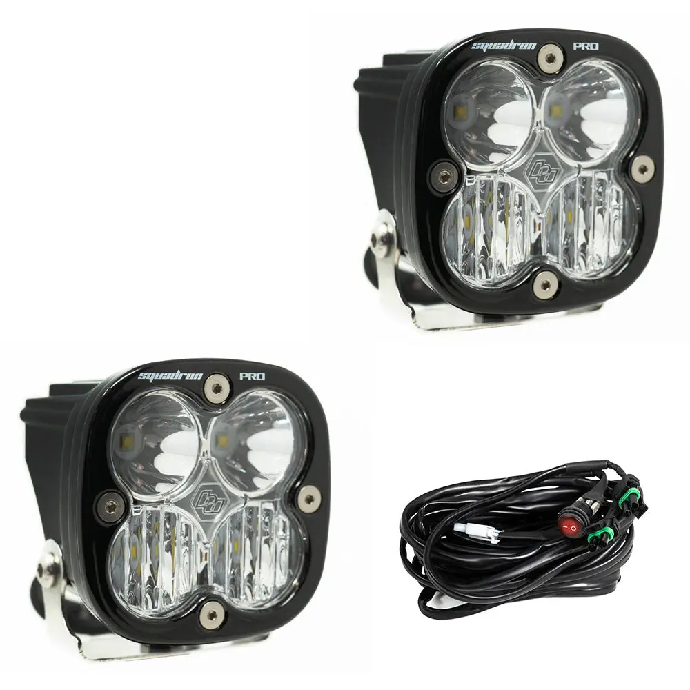 Squadron Pro Black Led Auxiliary Light Pod Pair Driving/Combo Clear 1