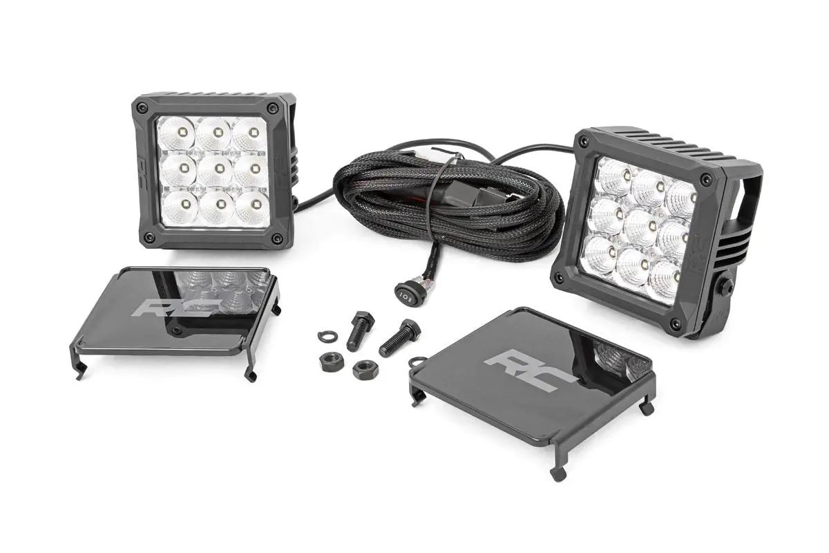 Rough Country 4-Inch Square Cree Led Lights - (Pair | Chrome Series W/ Cool White Drl) 1