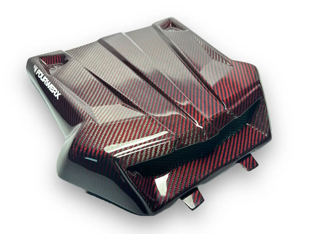 Fourwerx 20+ Polaris Rzr Pro Xp / Pro R - "R23" 'Red Weave' Carbon Fiber Hood 1