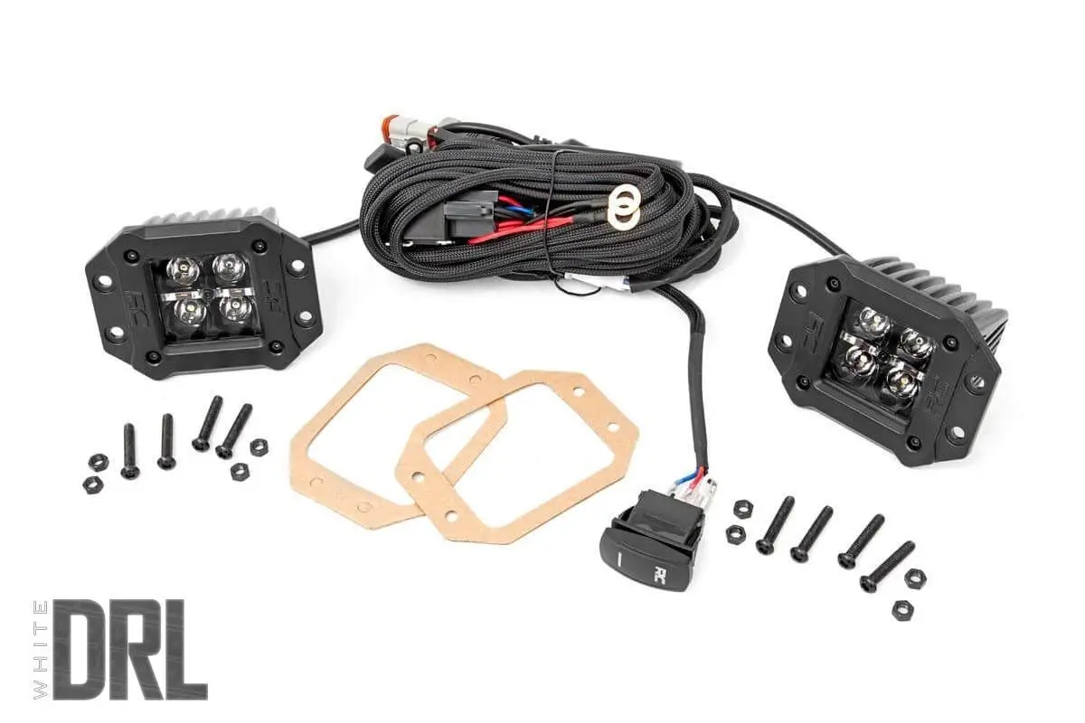 Rough Country 2-Inch Square Flush Mount Cree Led Lights - (Pair | Black Series W/ Cool White Drl) 1