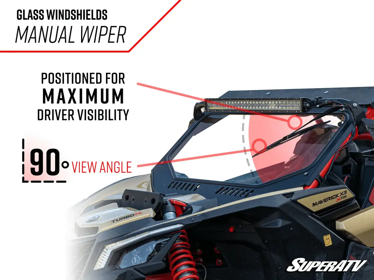 Superatv - Can-Am Maverick Trail Glass Windshield 2